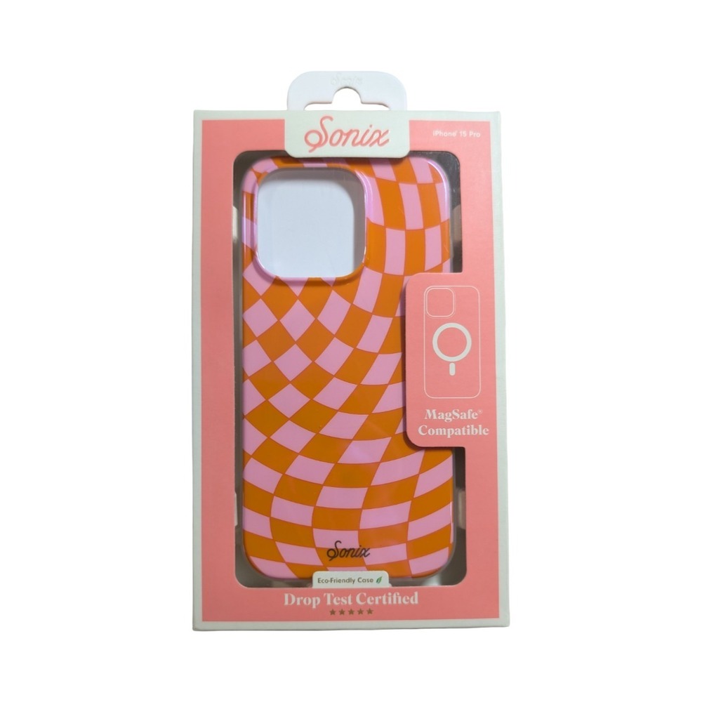 C2-O Sonix Case for iPhone 15 Pro - with MagSafe -‎ Checkmate Pink/Orange
